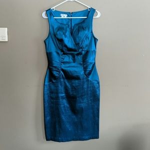Metallic Teal Form Fitting Dress EUC